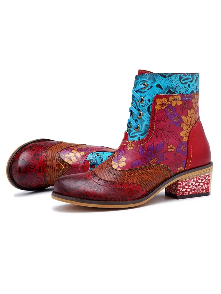Retro Pattern Flat Booties