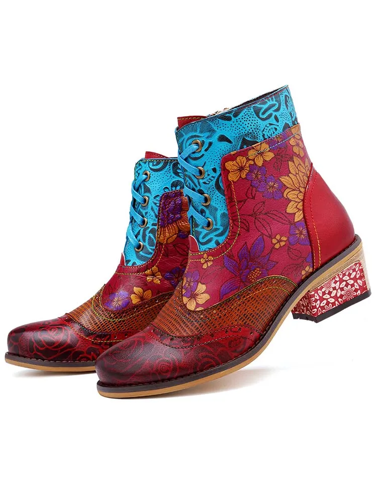 Retro Pattern Flat Booties