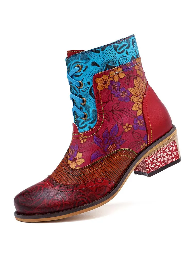 Retro Pattern Flat Booties