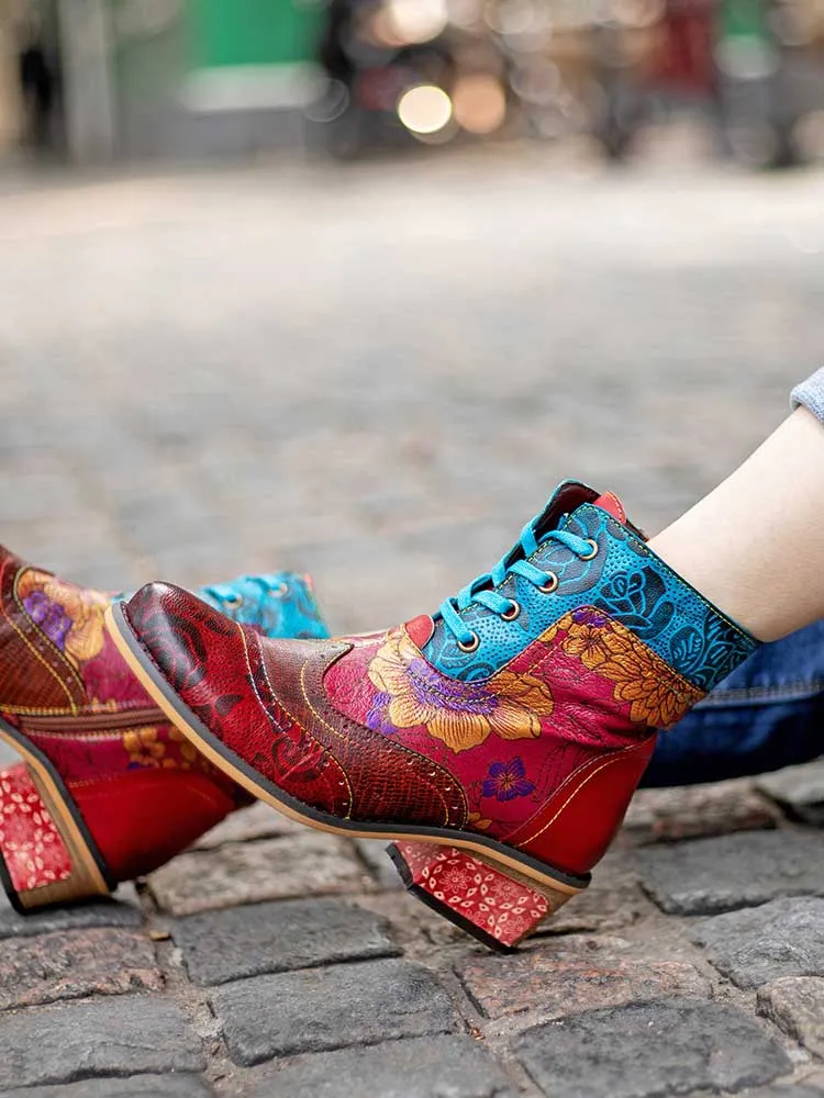Retro Pattern Flat Booties