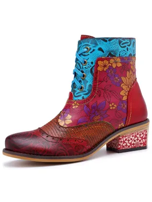 Retro Pattern Flat Booties
