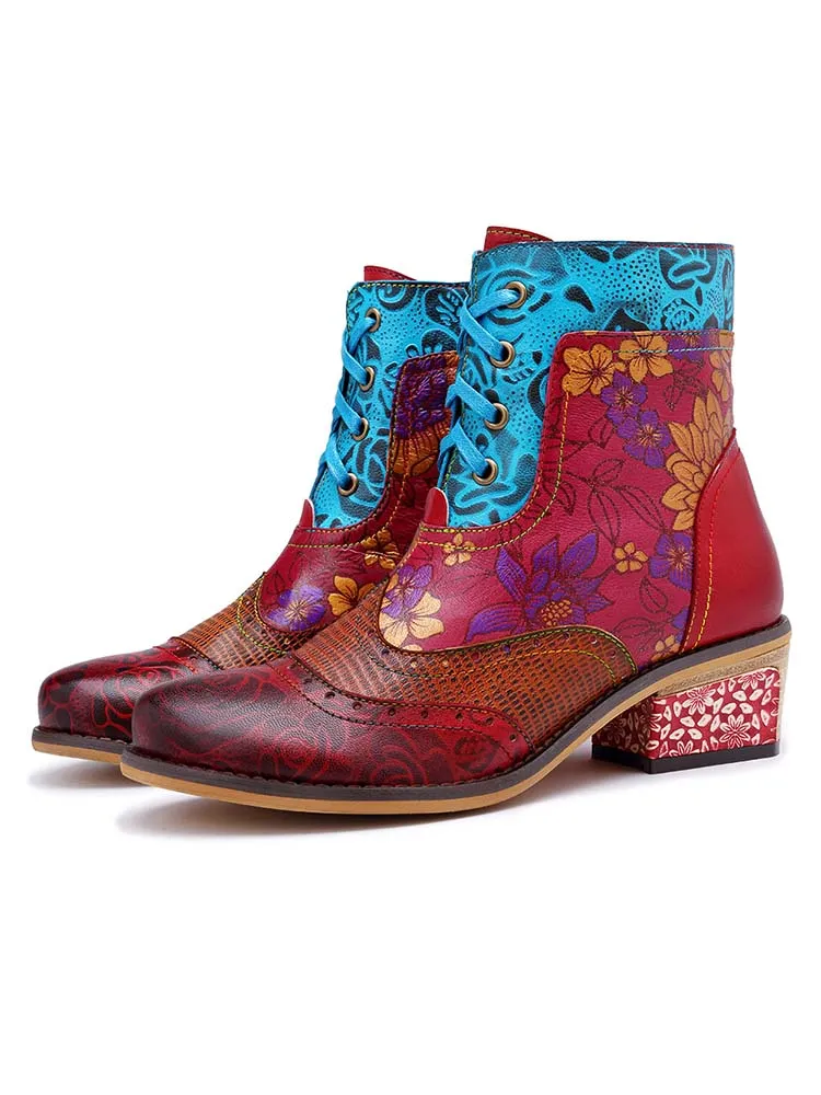 Retro Pattern Flat Booties