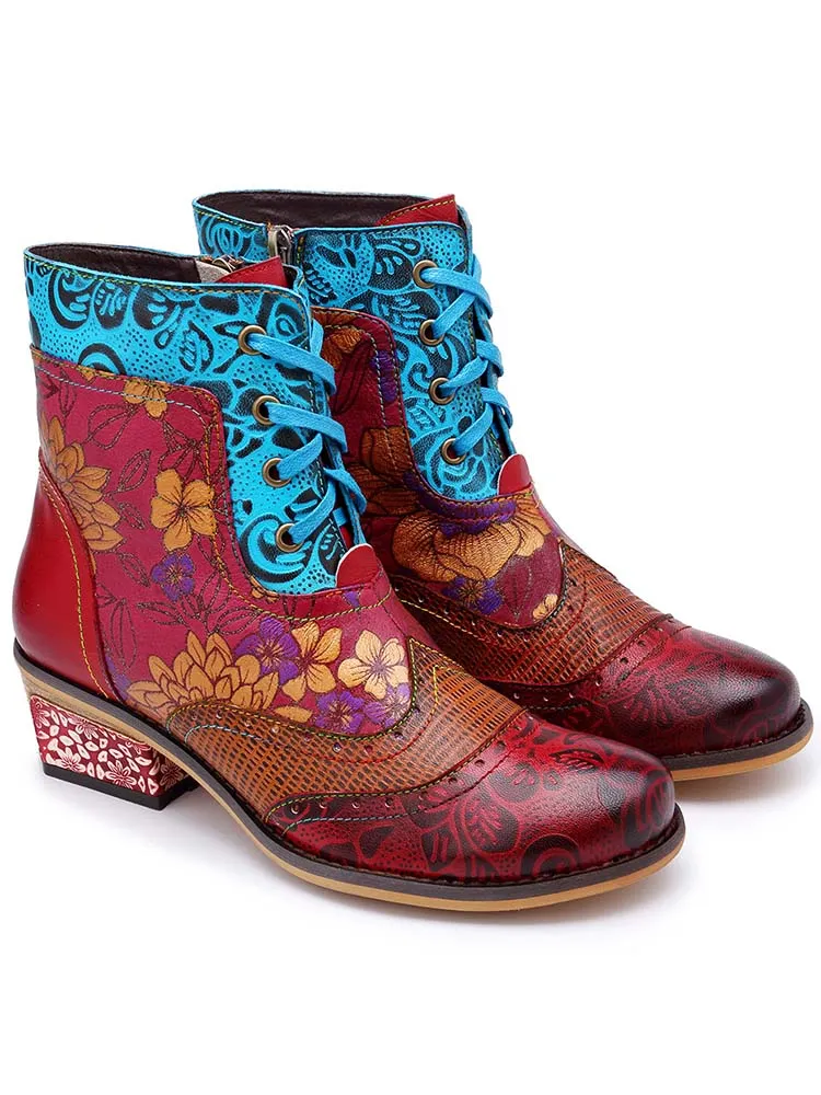 Retro Pattern Flat Booties