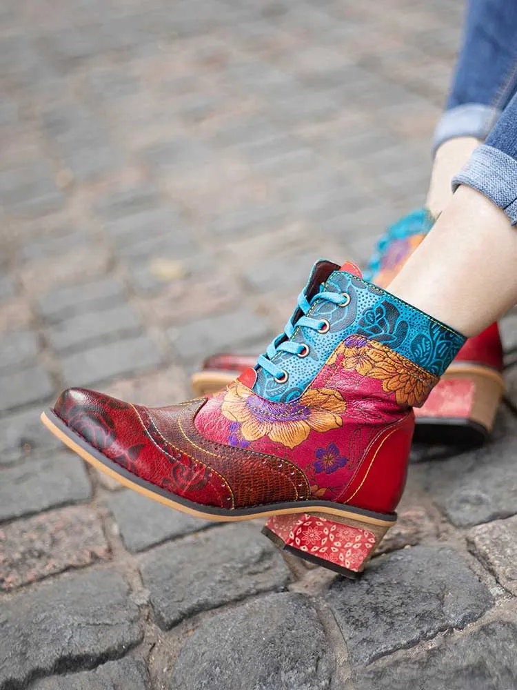 Retro Pattern Flat Booties