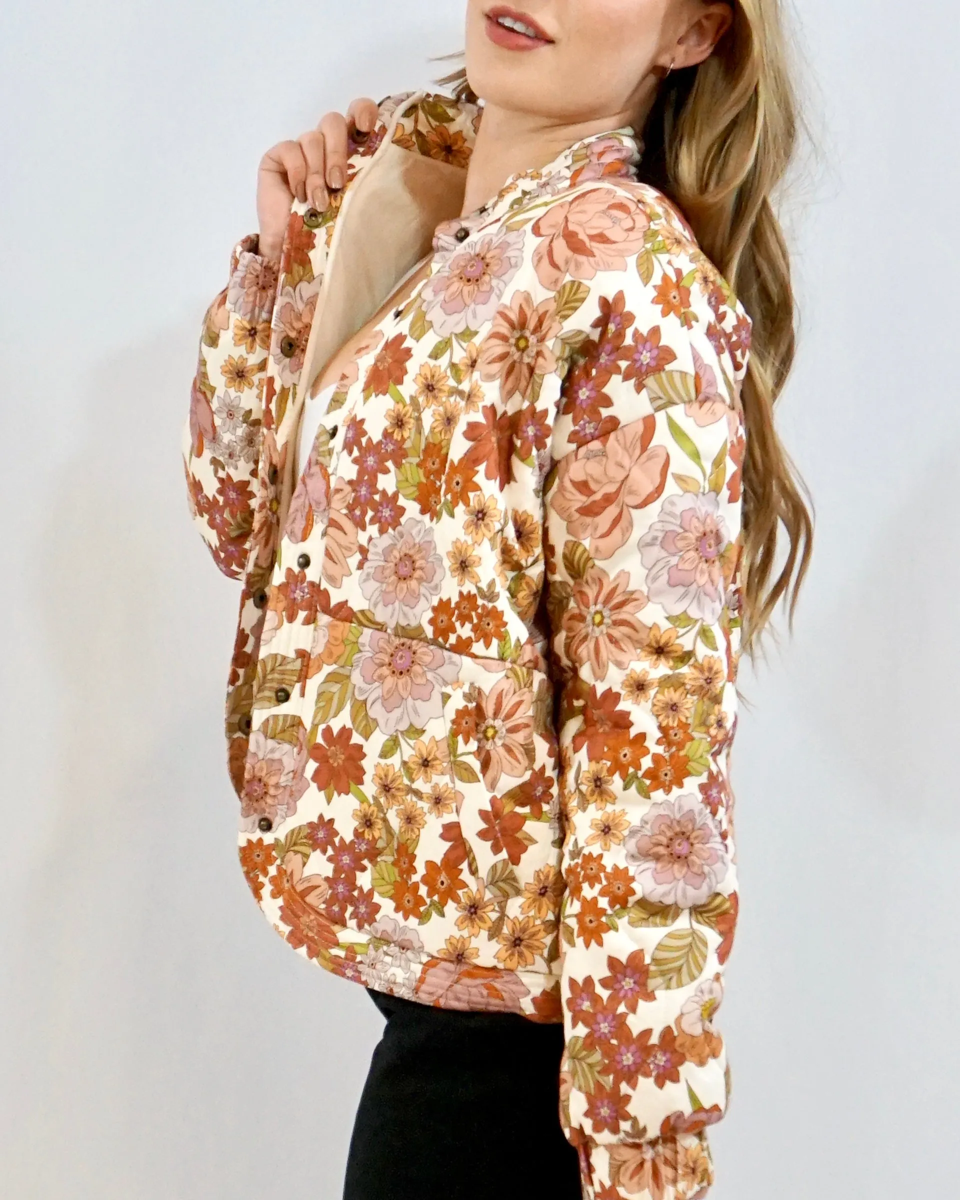 Retro Quilted Jacket - Floral