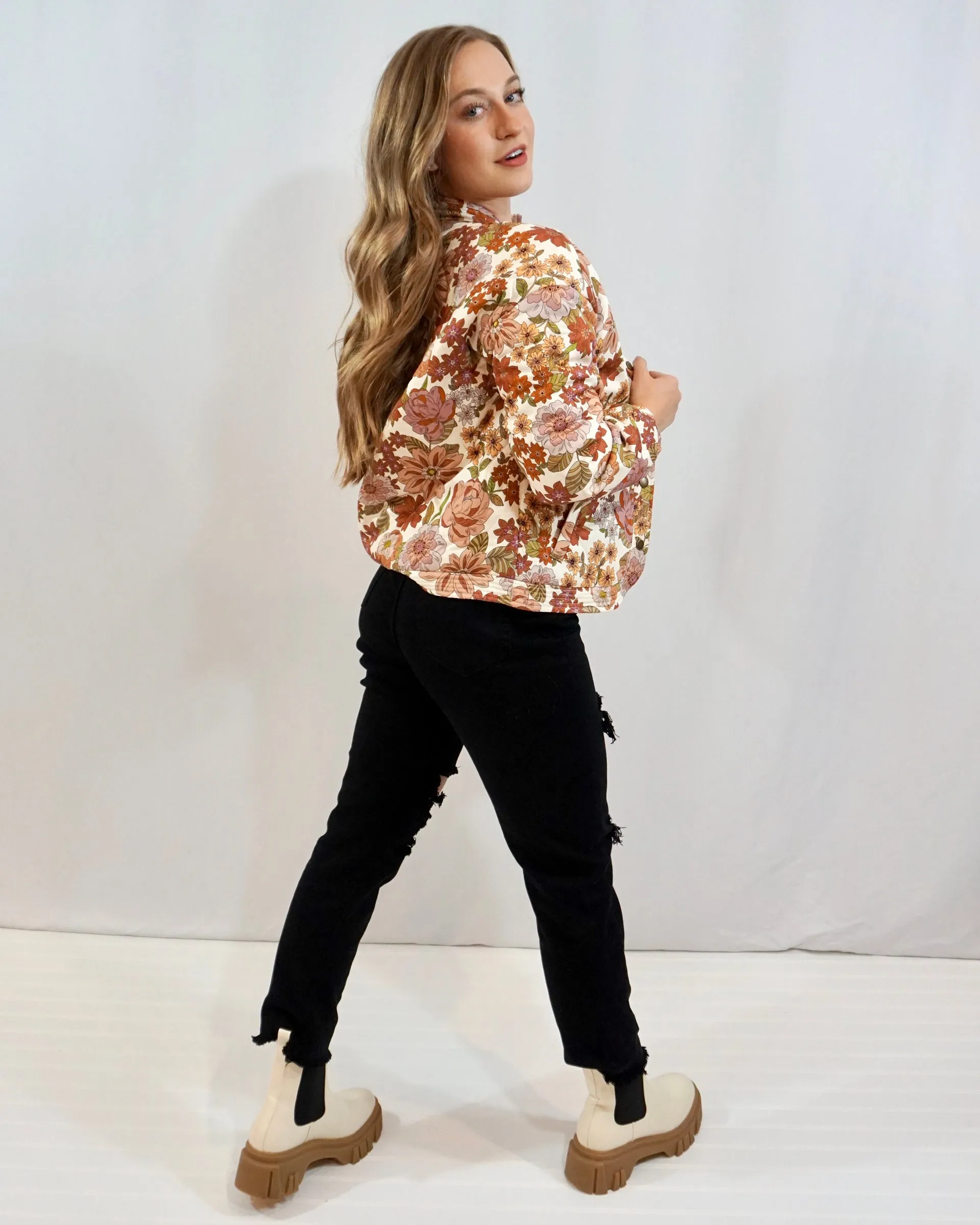 Retro Quilted Jacket - Floral