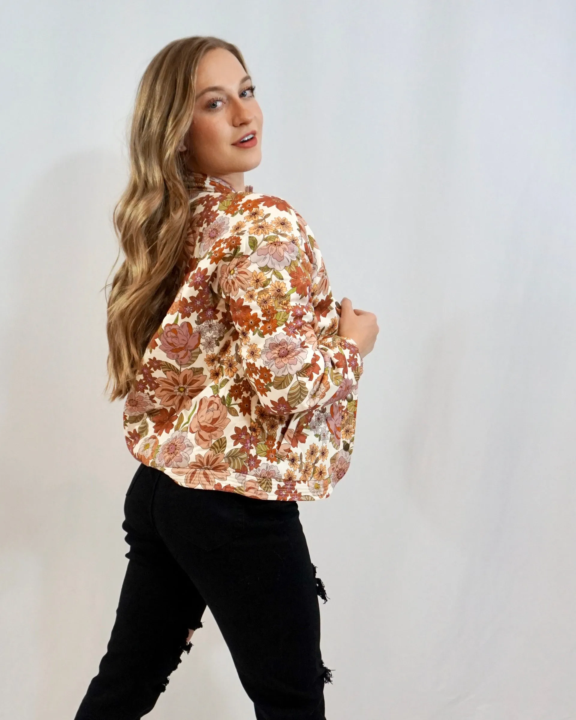 Retro Quilted Jacket - Floral