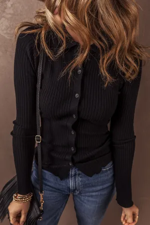 Ribbed Knit Slim Fit Sweater Cardigan