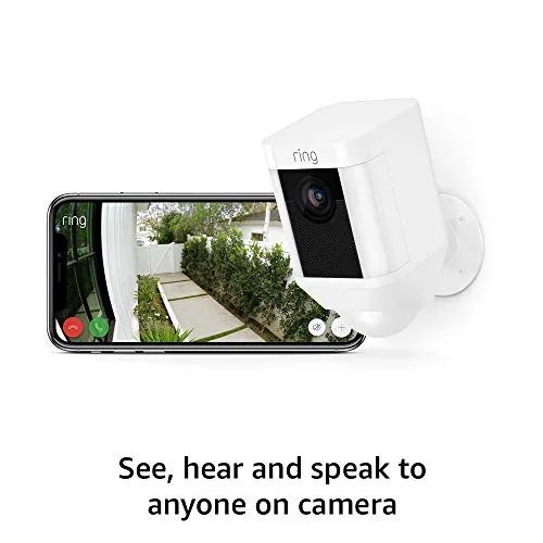Ring Spotlight Cam Battery 2-Pack (White) with Echo Show 5 (Charcoal)