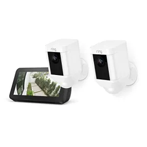 Ring Spotlight Cam Battery 2-Pack (White) with Echo Show 5 (Charcoal)
