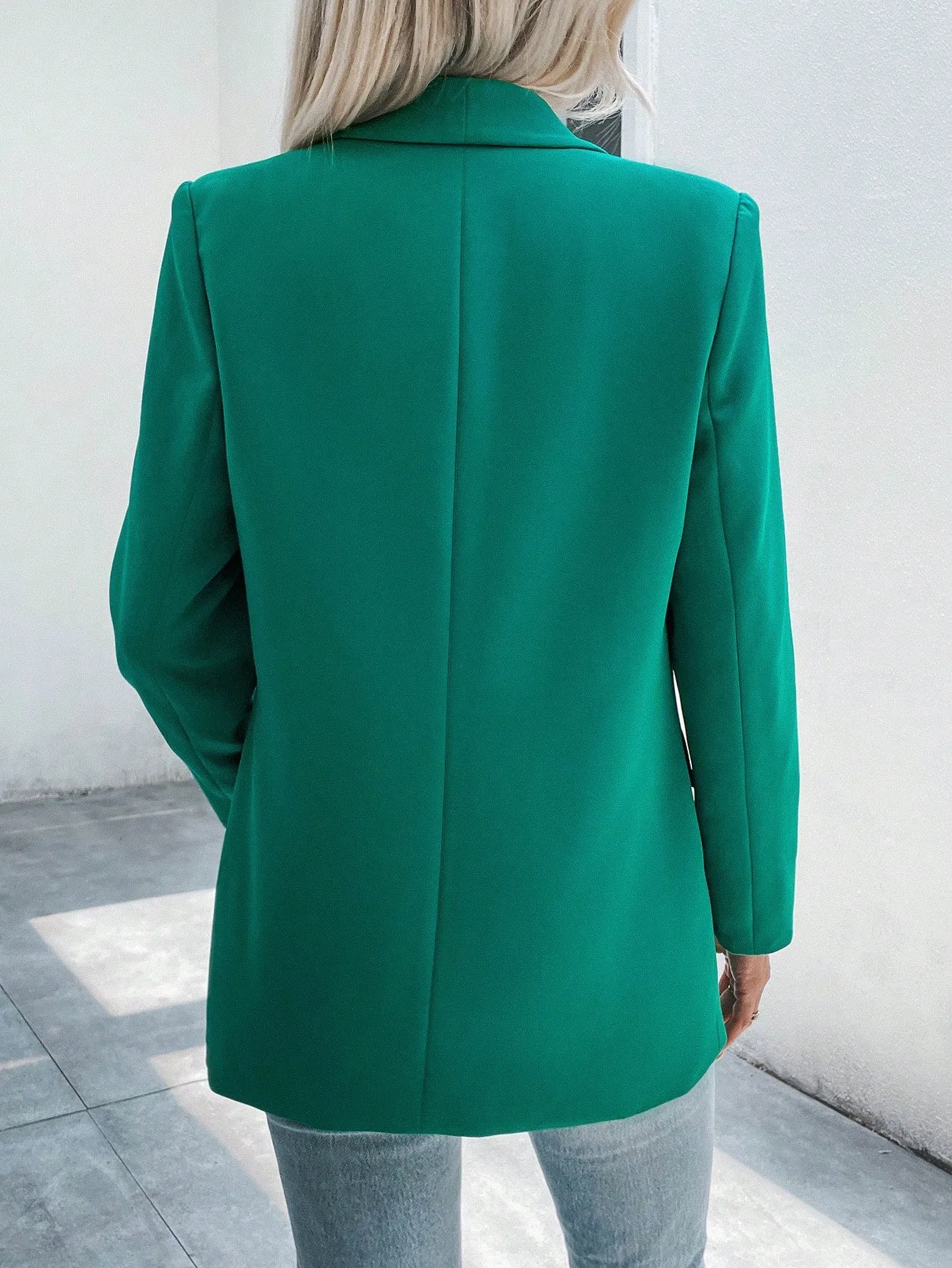 Roll Tab Sleeve Open Front Blazer