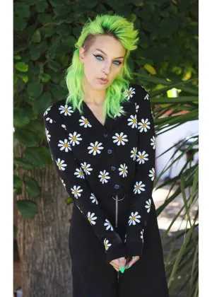 Run & Fly Daisy Cropped 70's Cardigan Black