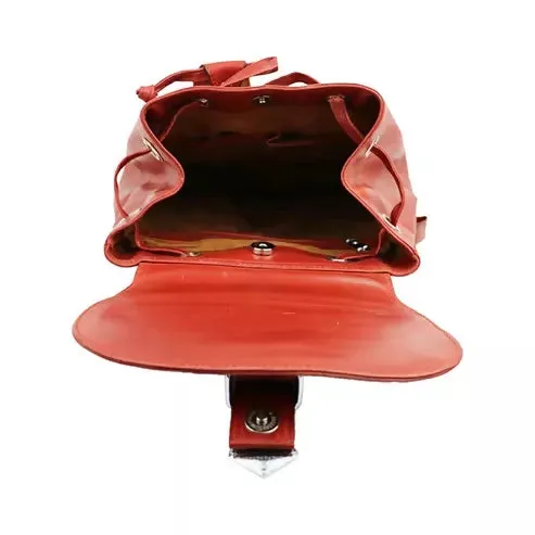 Rust Red PU Leather Backpack – Vintage-Style Travel & Everyday Bag