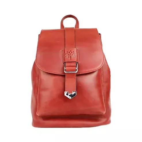 Rust Red PU Leather Backpack – Vintage-Style Travel & Everyday Bag