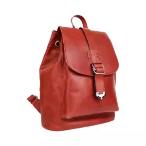 Rust Red PU Leather Backpack – Vintage-Style Travel & Everyday Bag