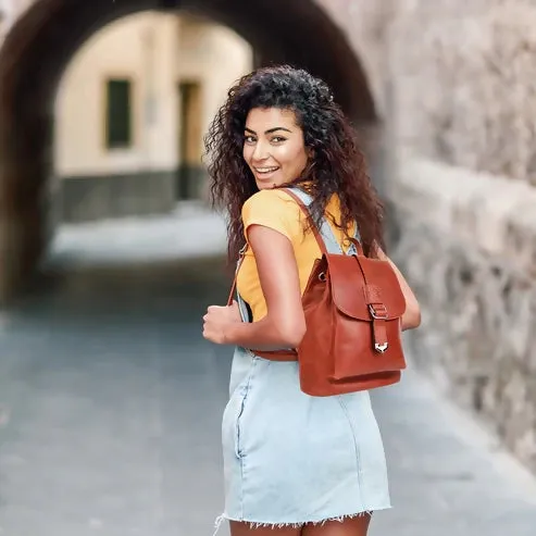 Rust Red PU Leather Backpack – Vintage-Style Travel & Everyday Bag