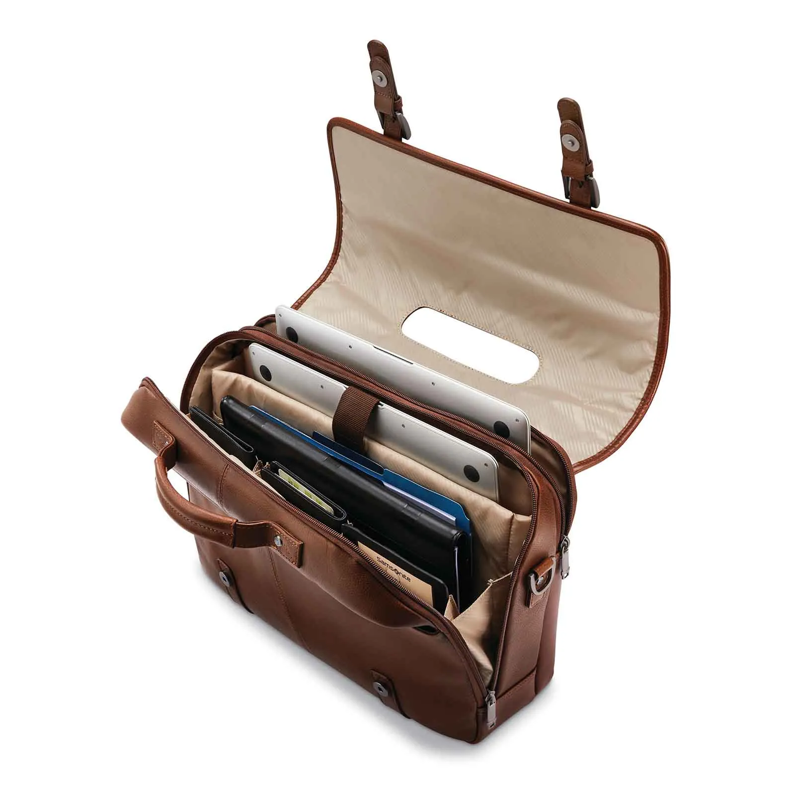Samsonite Classic Leather 15.6 Inch Flapover Cognac