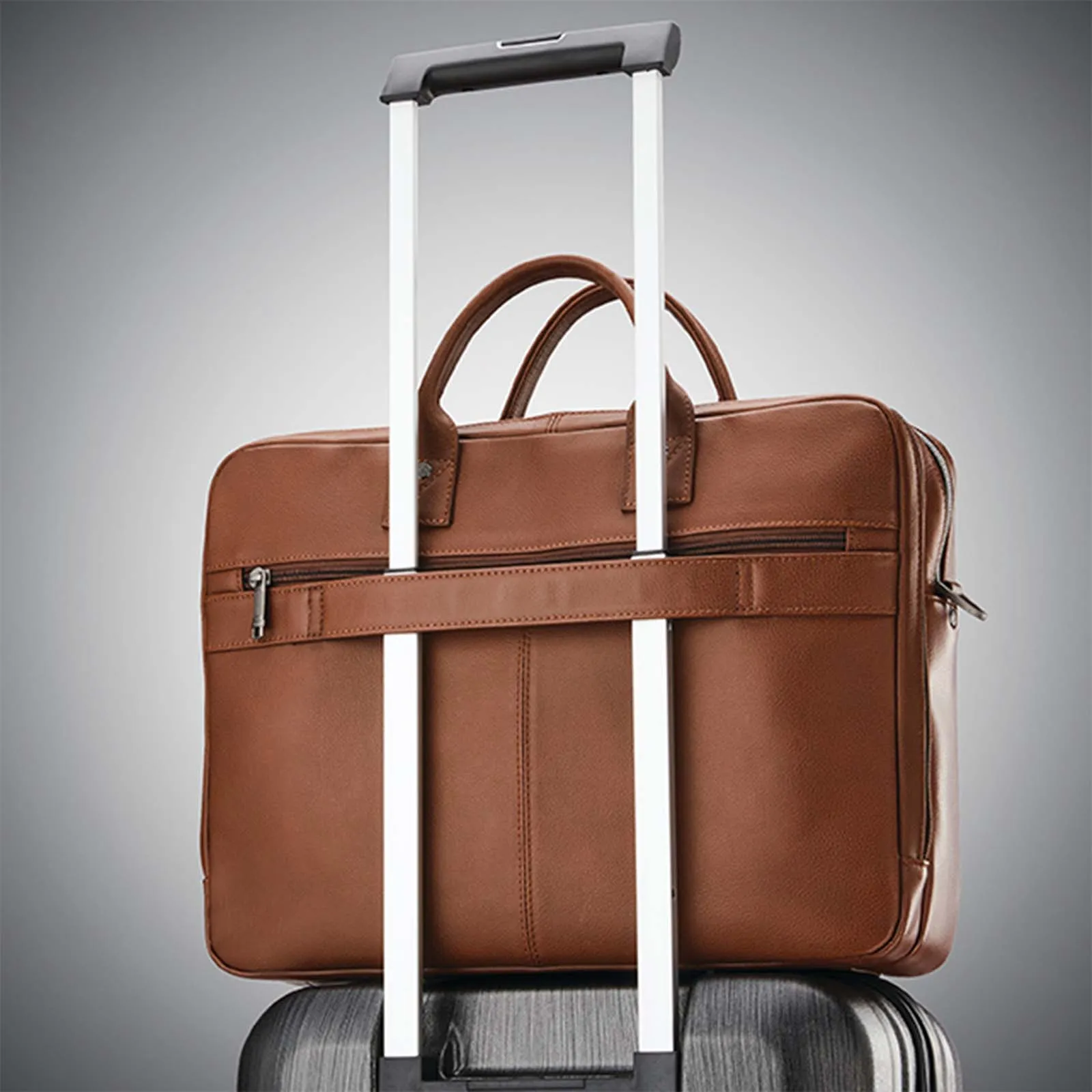 Samsonite Classic Leather 15.6 Inch Top Loader Cognac