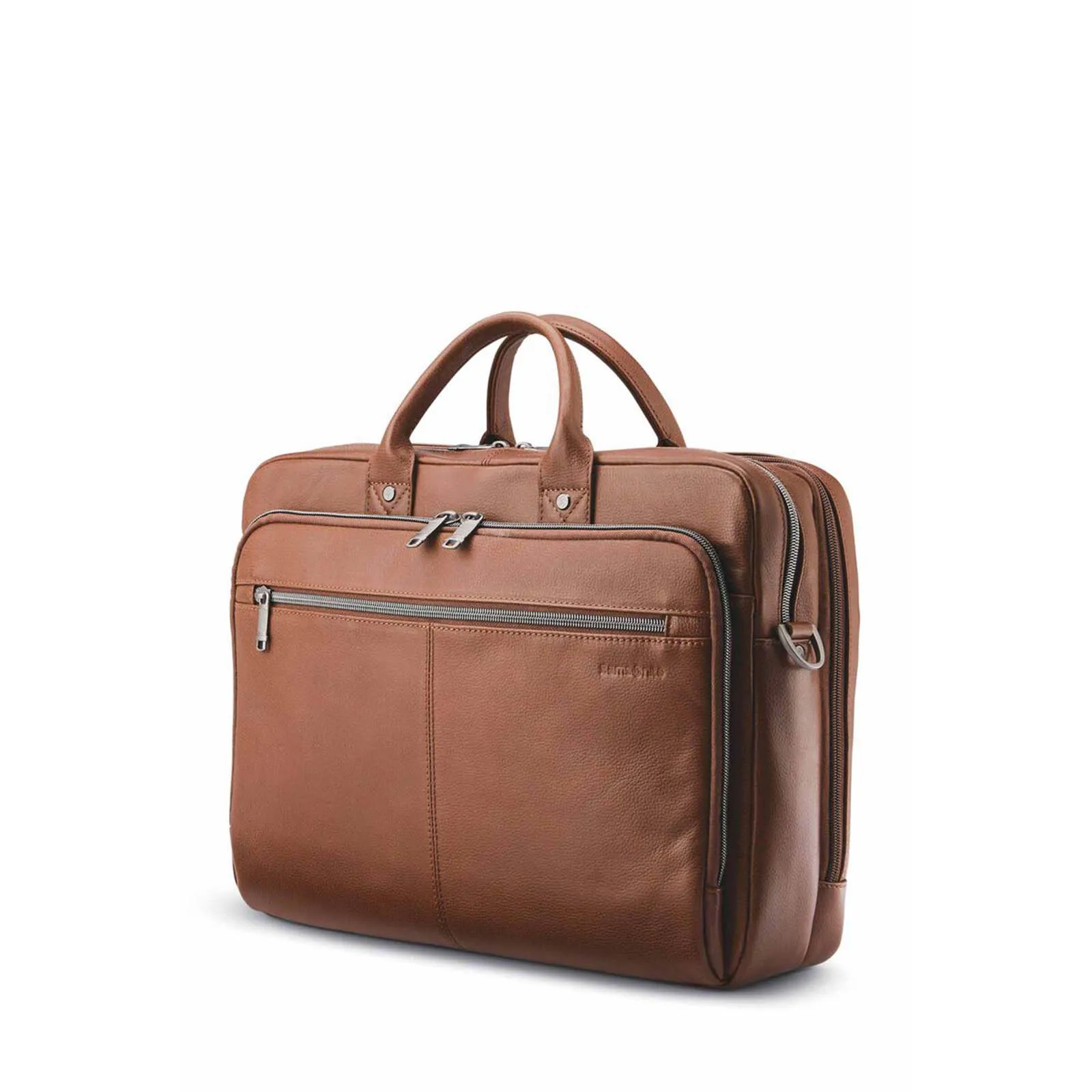 Samsonite Classic Leather 15.6 Inch Top Loader Cognac
