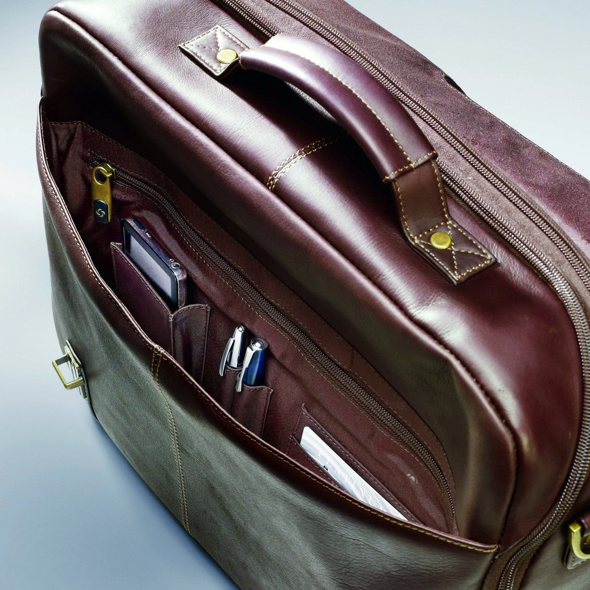 Samsonite Leather Business Cases Colombian Leather Flapover Case