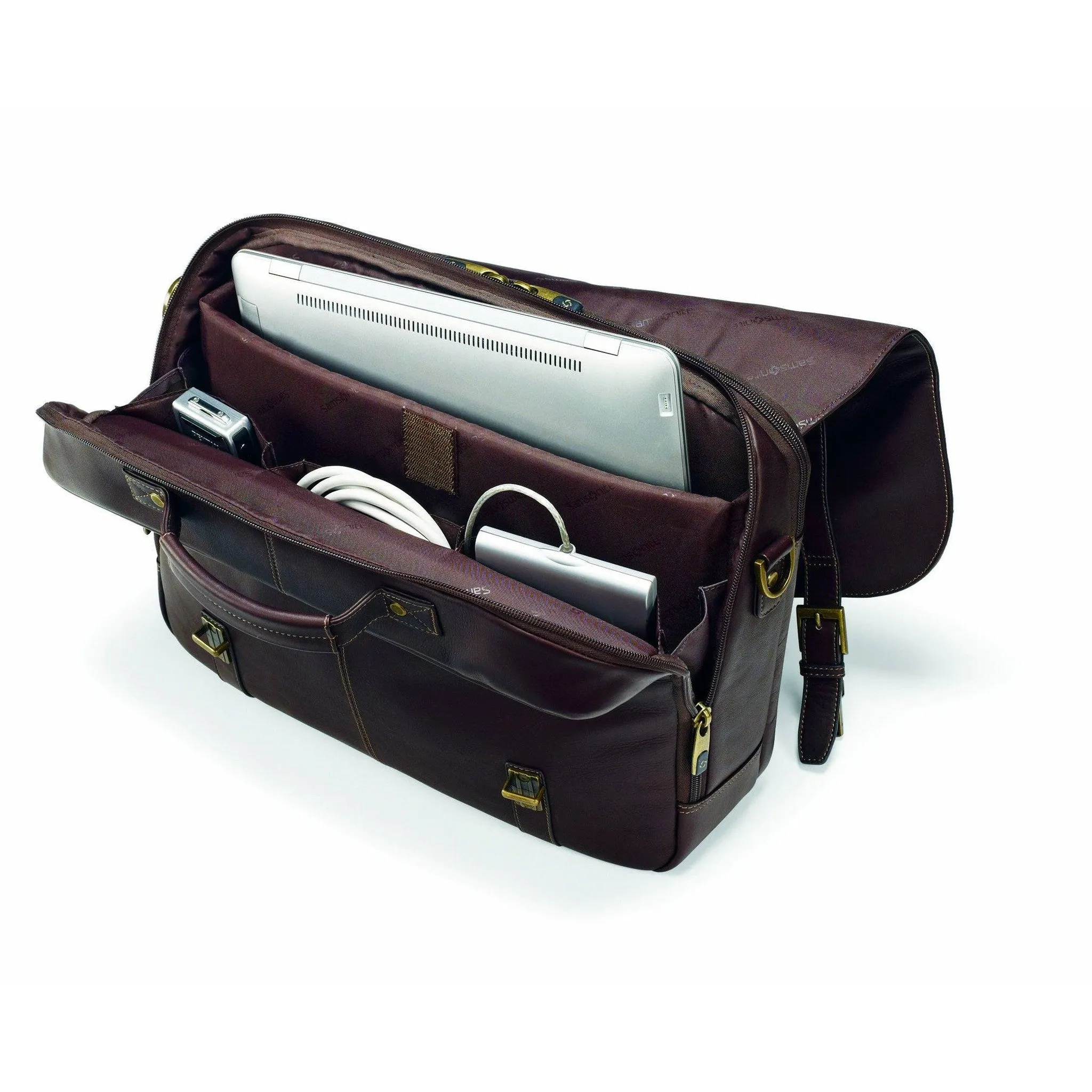 Samsonite Leather Business Cases Colombian Leather Flapover Case