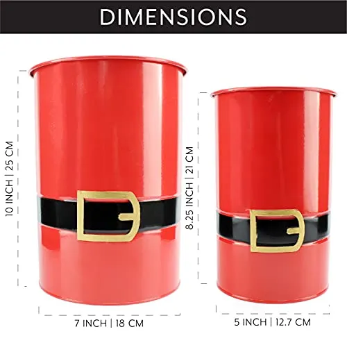 Santa Christmas Greenery Buckets (Set of 2, Red)