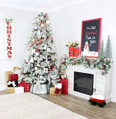 Santa Christmas Greenery Buckets (Set of 2, Red)