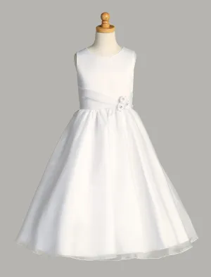 Satin First Communion Dress with crystal organza skirt - SP199