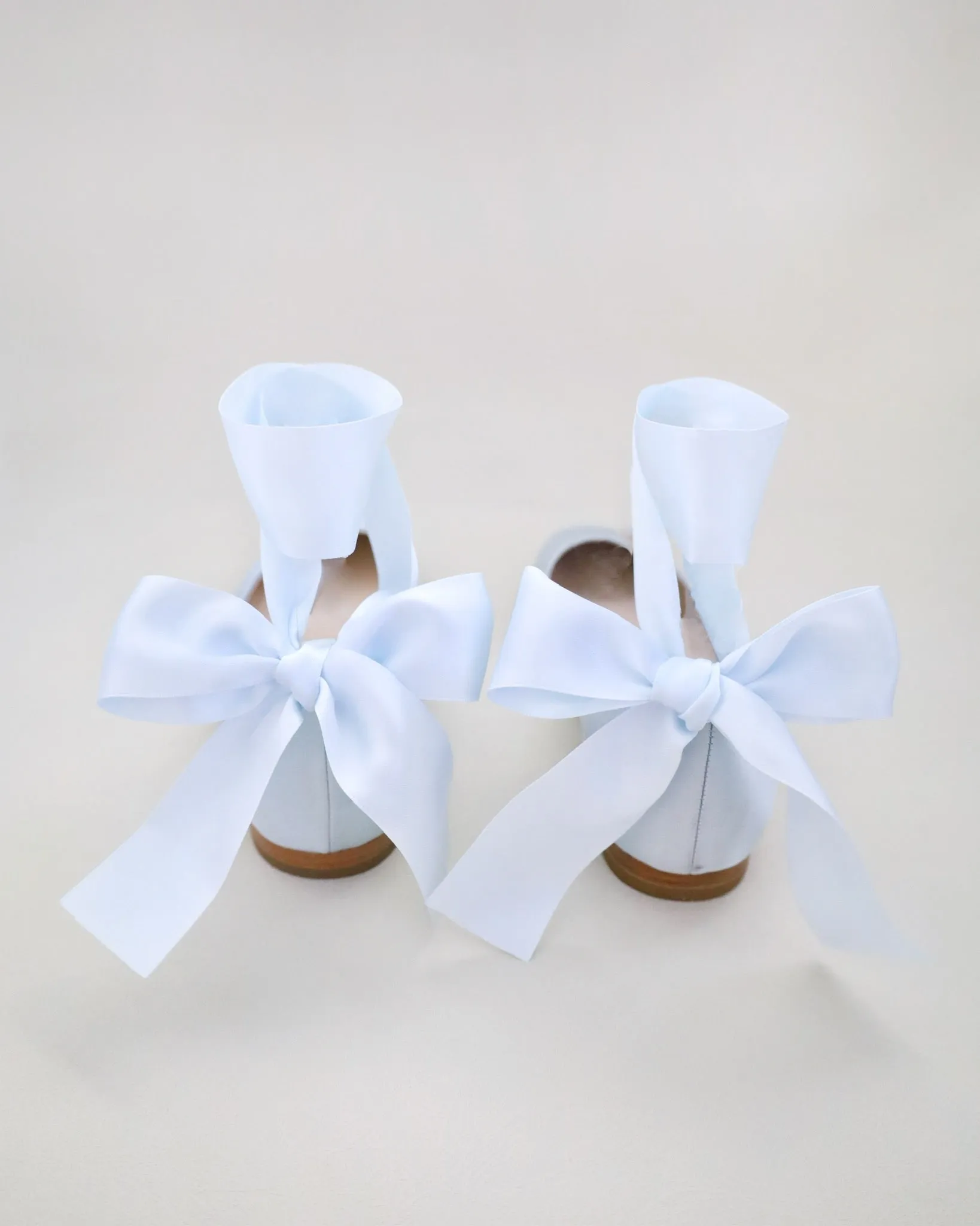 Satin Round Toe Bridal Flat with Wrapped Ribbon Tie
