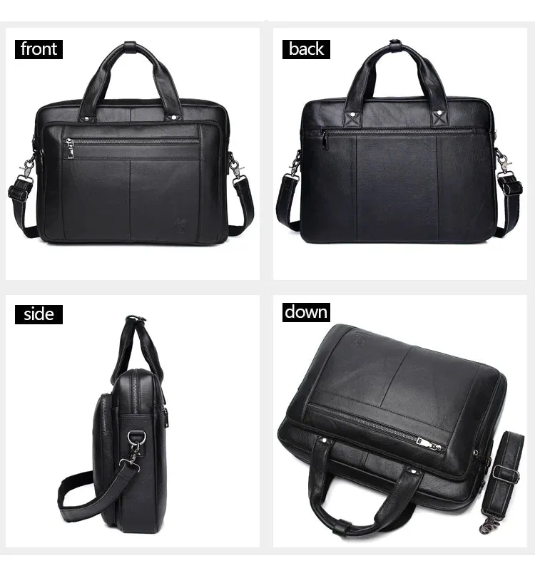 SCHLATUM Genuine Leather Bussiness Briefcases Black for Men luxury handbags Laptop Briefcase Bags 16 inch Office Computer bag