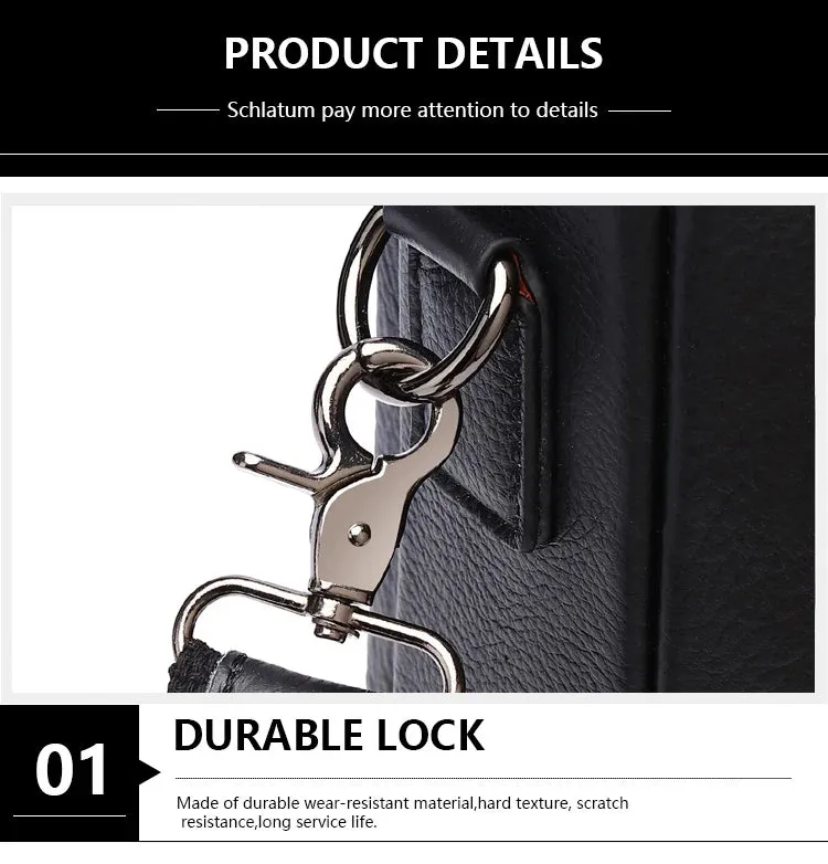 SCHLATUM Genuine Leather Bussiness Briefcases Black for Men luxury handbags Laptop Briefcase Bags 16 inch Office Computer bag