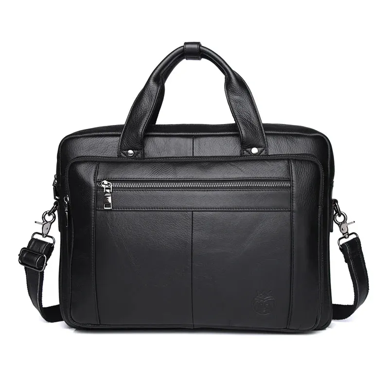 SCHLATUM Genuine Leather Bussiness Briefcases Black for Men luxury handbags Laptop Briefcase Bags 16 inch Office Computer bag