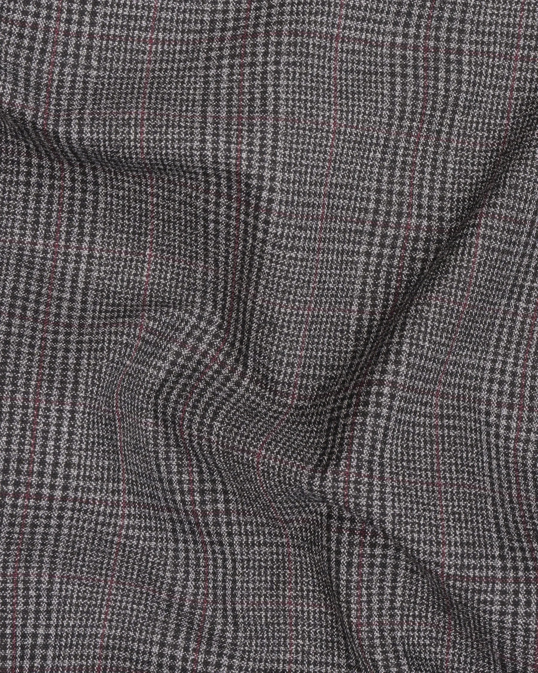 Scorpion Grey Subtle Plaid Double Breasted Wool Rich Blazer
