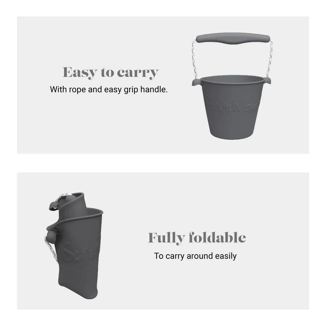 Scrunch Silicone Bucket Cool Grey - Roll it, Fold it, Scrunch it!