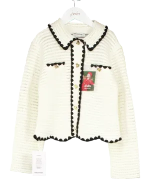 Self-Portrait Cream Crochet Cardigan with gold heart button detail 8-10 Years