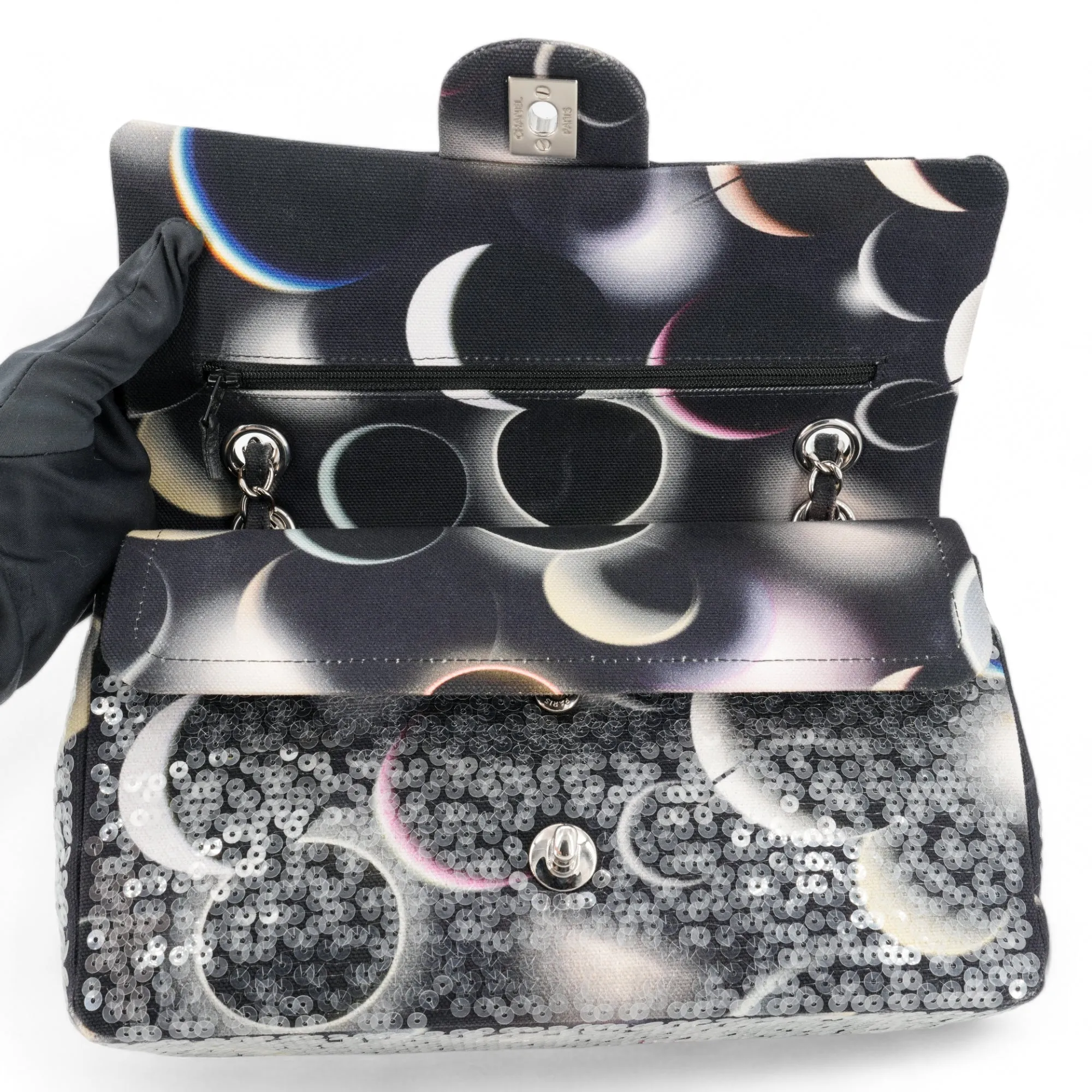 Sequin Moon Medium Classic Double Flap Bag