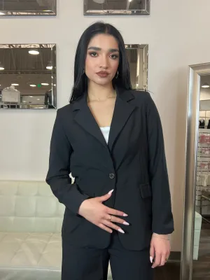 Serena Single Breasted Basic Blazer- Black