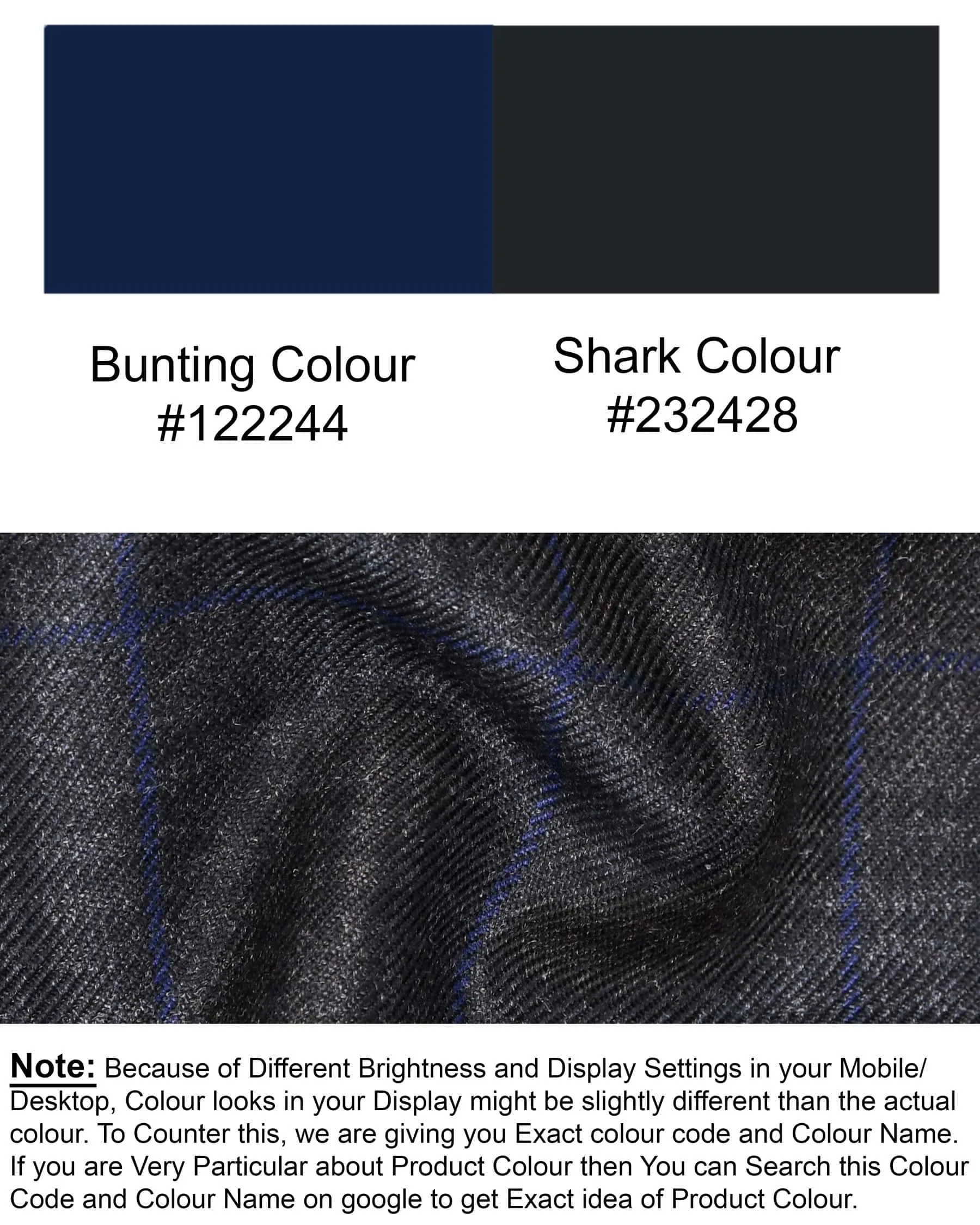 Shark Grey Plaid with Bunting Blue Windowpane Wool Rich Blazer