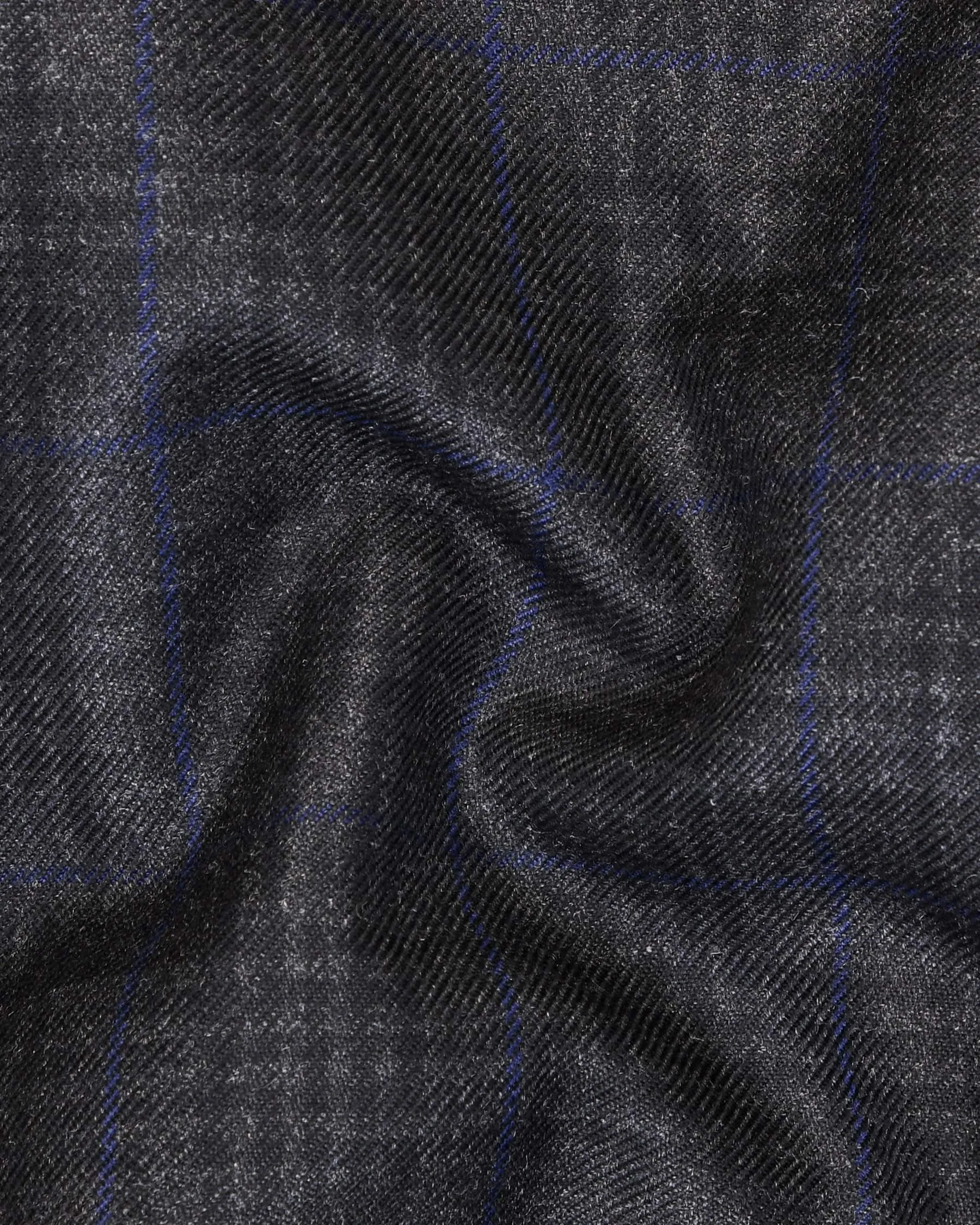 Shark Grey Plaid with Bunting Blue Windowpane Wool Rich Blazer