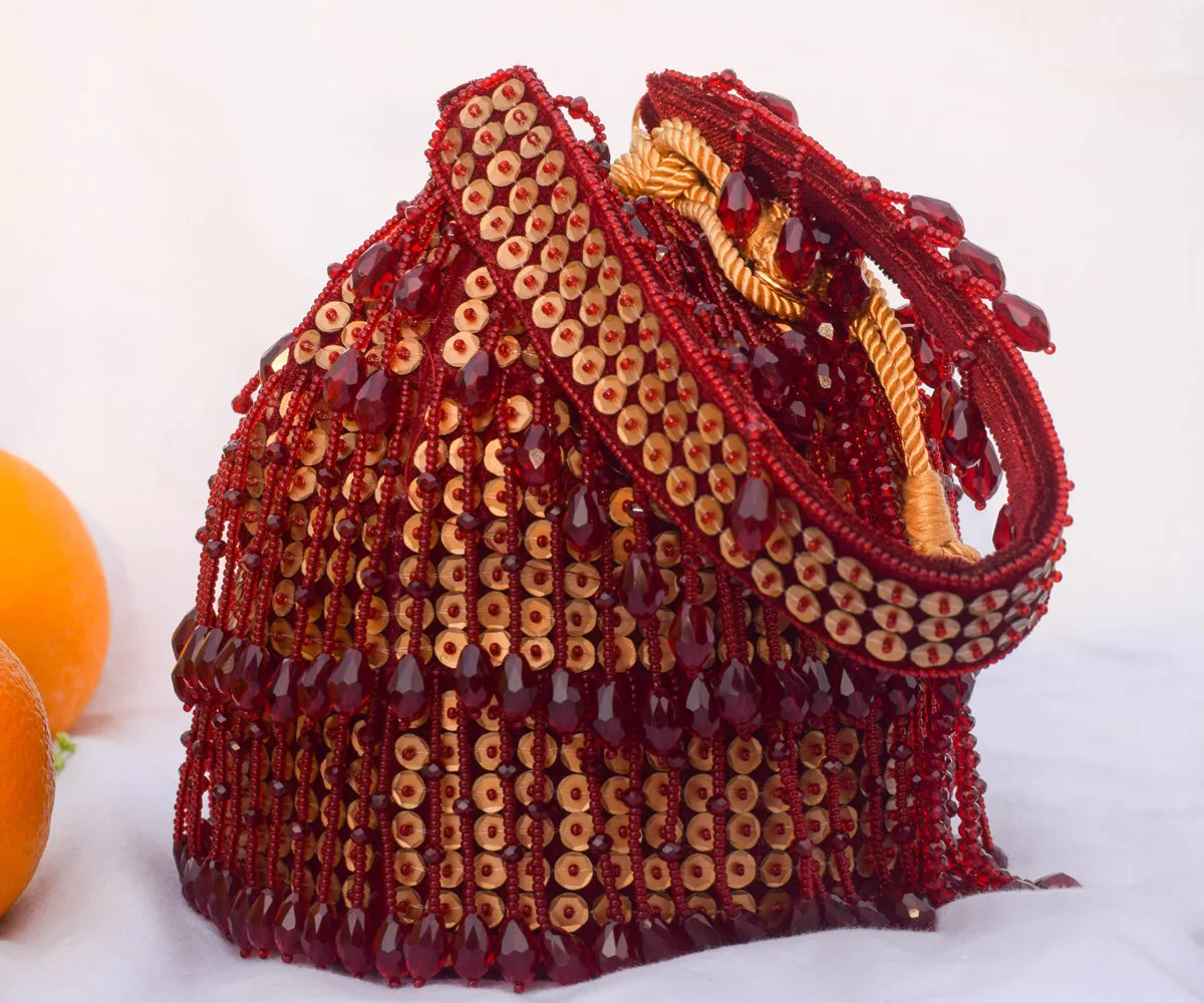 Shayna Bucket Bag – Red & Gold
