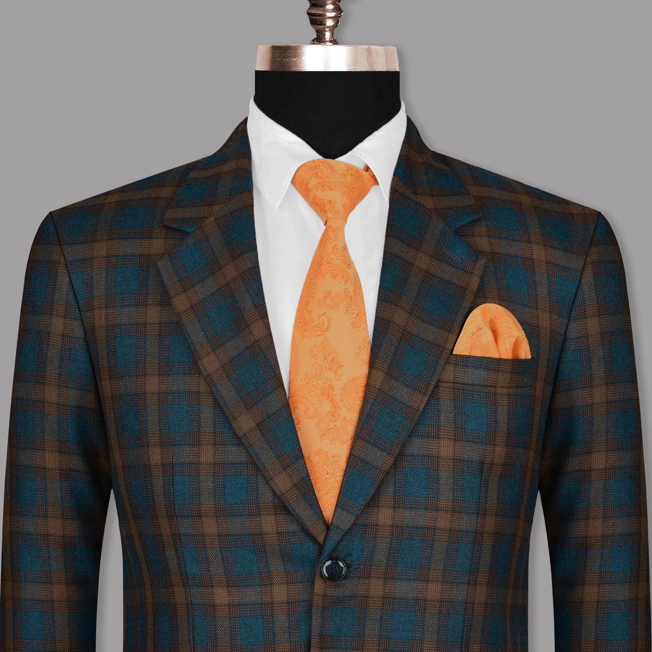 Sherpa Green with Brown Checked wool rich Blazer