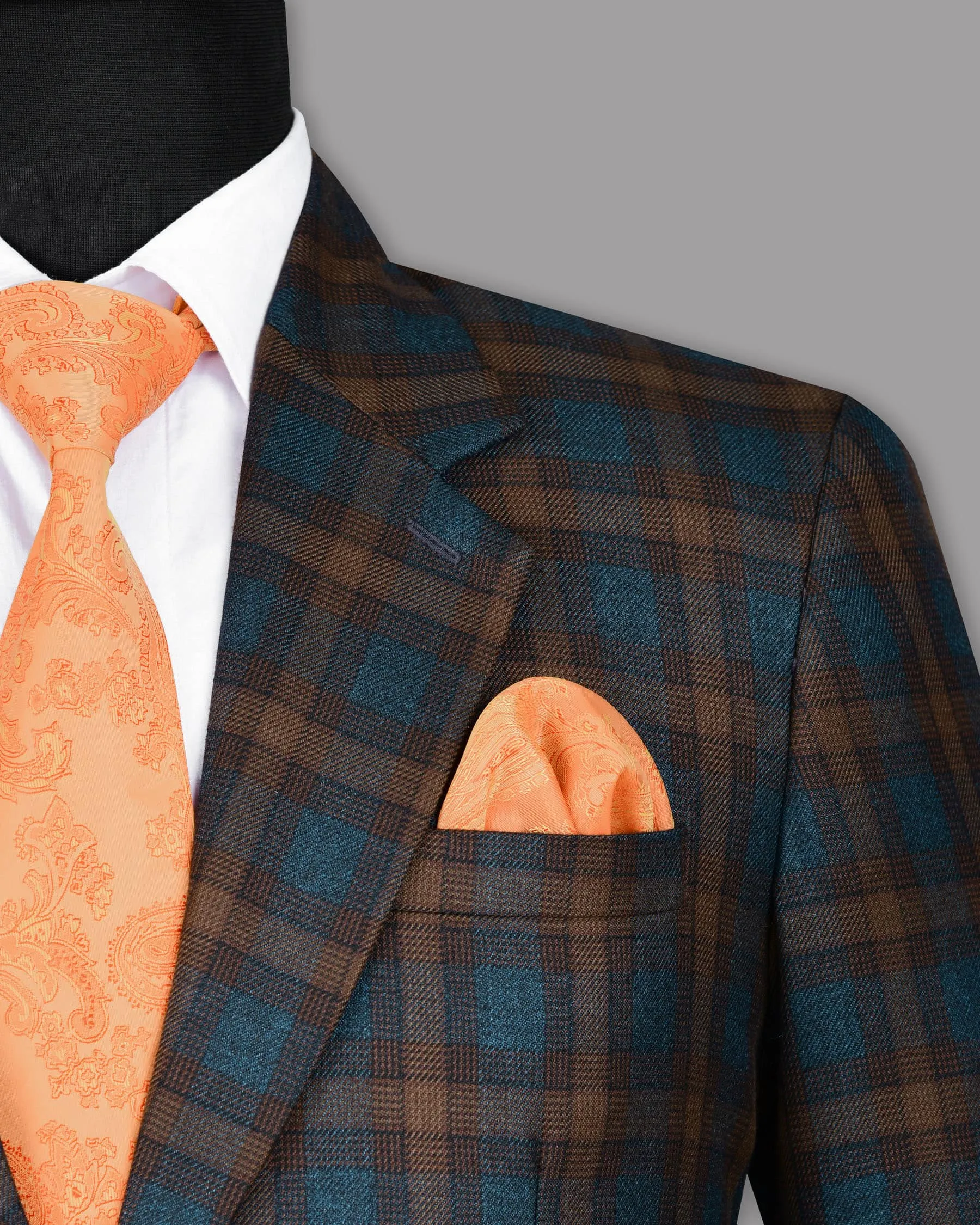Sherpa Green with Brown Checked wool rich Blazer
