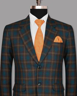Sherpa Green with Brown Checked wool rich Blazer