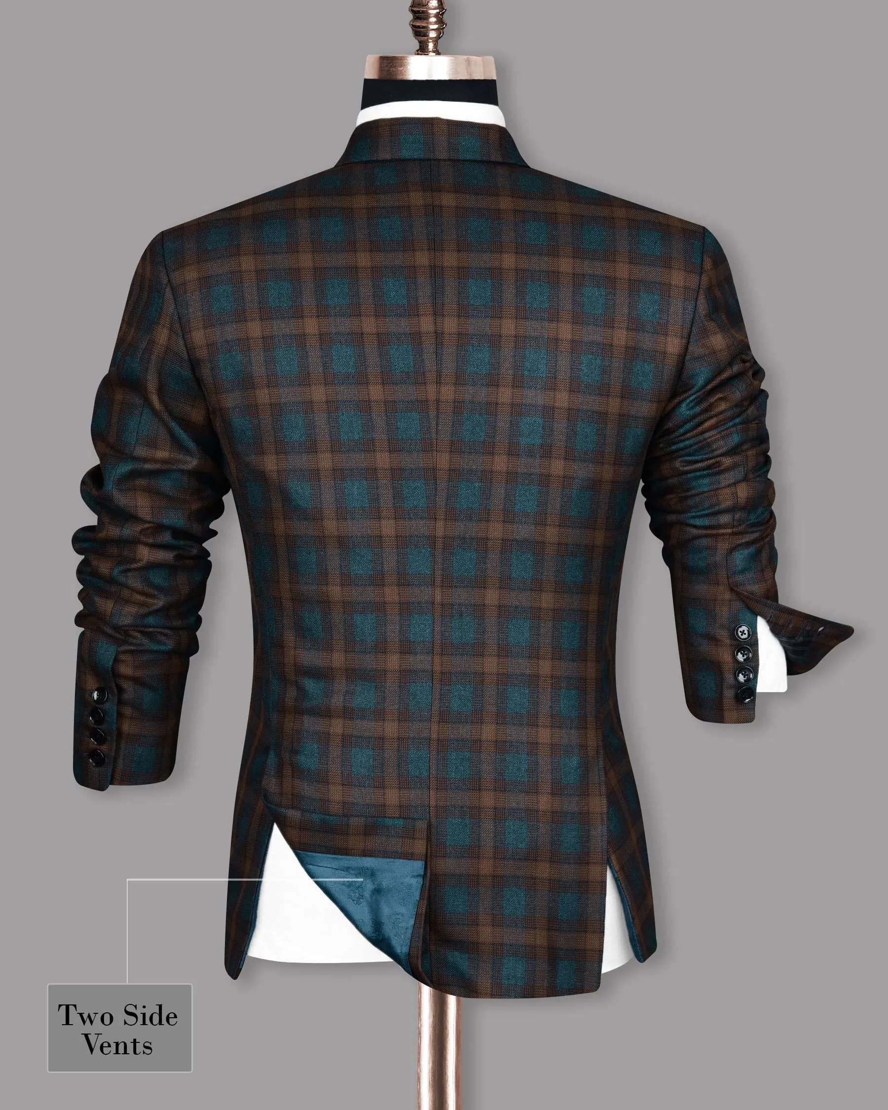 Sherpa Green with Brown Checked wool rich Blazer