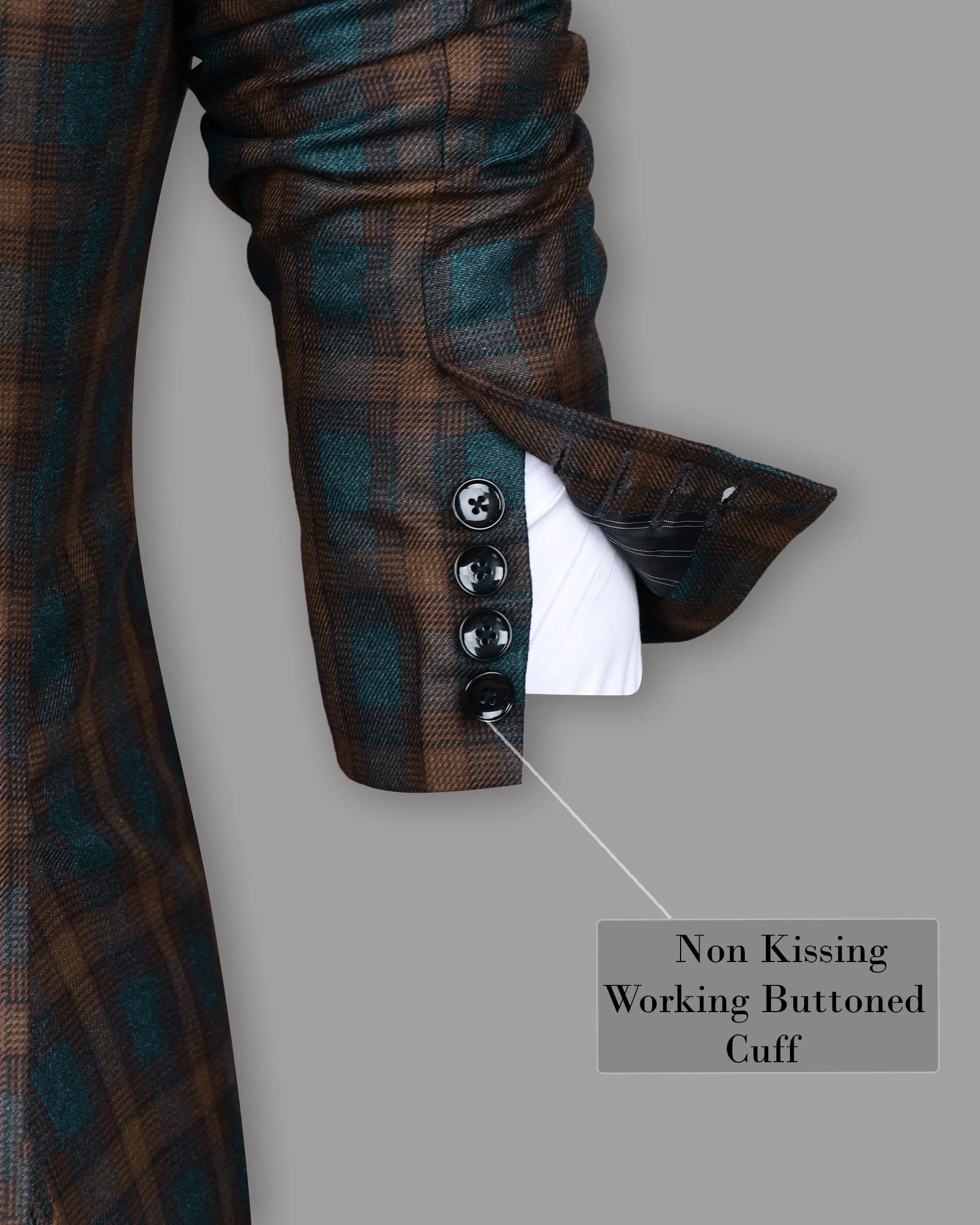 Sherpa Green with Brown Checked wool rich Blazer
