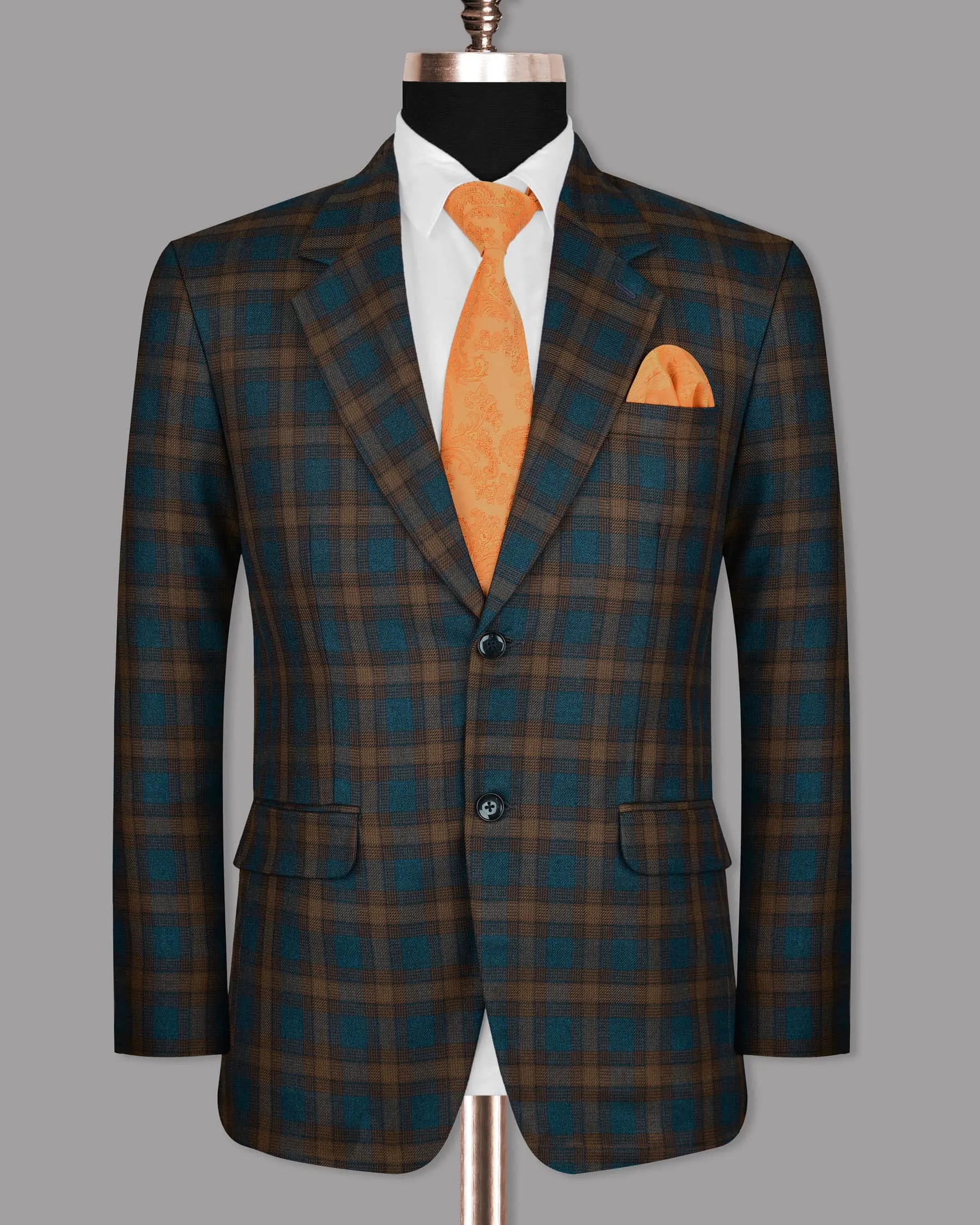 Sherpa Green with Brown Checked wool rich Blazer