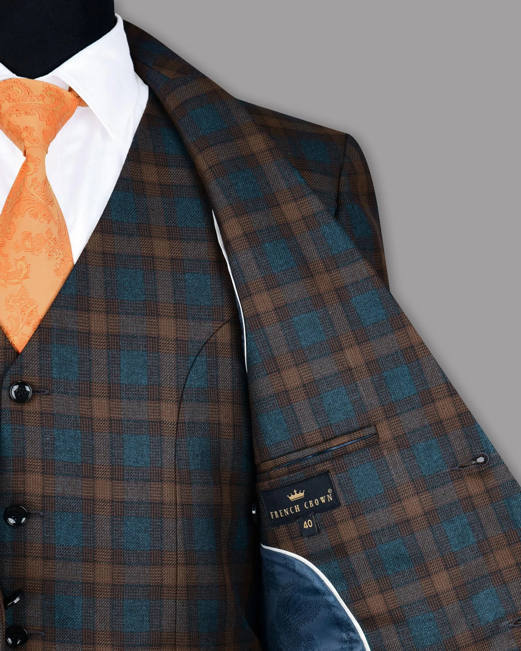 Sherpa Green with Brown Checked wool rich Blazer