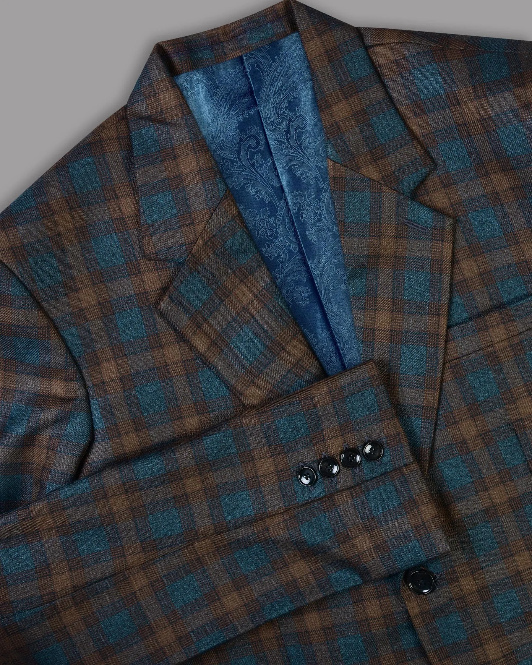Sherpa Green with Brown Checked wool rich Blazer