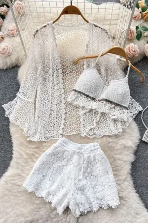 Shorts Pants Sets Beach Camis Tops   Shorts   Open Stitch Cardigans
