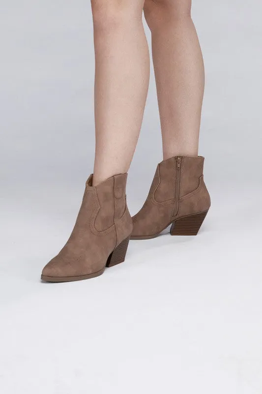 Side Zip Western Ankle Booties
